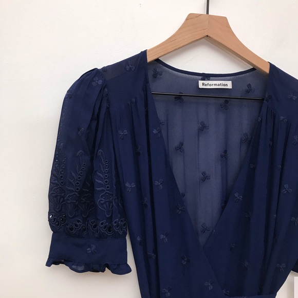 NWT REFORMATION Annalise Midi Wrap Dress Danube - Picture 6 of 10